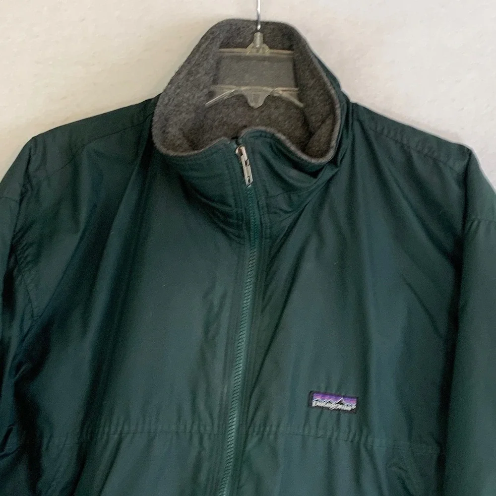 VTG Patagonia Shelled Synchilla Jacket Mens M‎ Green Fleece Lined Bomber USA
